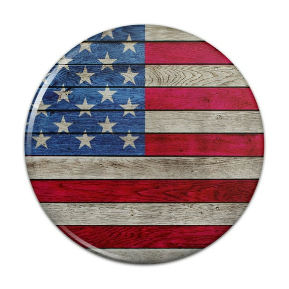 Rustic American Flag Wood Grain Design Pinback Button Pin