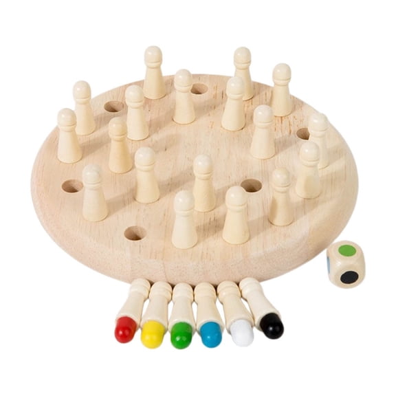 Wooden Memory Chess Game for Brain Power and Memory Training Color Matching Logic Puzzle for Senior Cognitive Care and Family Game Night Activity