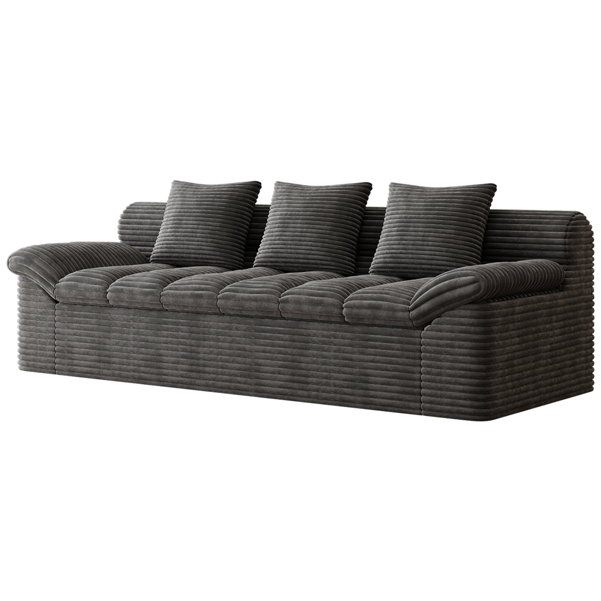 HOQBN 71" Cloud Sofa for Living Room,Upholstered Chenille Boneless Sofa with Deep Seat Design and 2 Pillows,Comfy Cloud Couch for Bedroom, Office, Apartment, No Assembly,Dark Gray