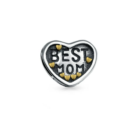 Christmas Gifts 925 Silver Heart Best Mom Bead Fits Pandora Chamilia