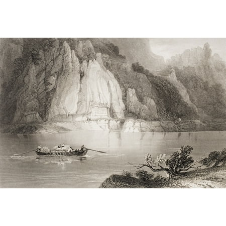 Campaign Table Inscription On The Via Trajana Kazan Pass Hungary La Table De Trajan To Commemorate The First Campaign Against The Dacians AD 103 Engraved By JC Bentley After WH Bartlett Canvas Art - Ken Welsh Desig ()