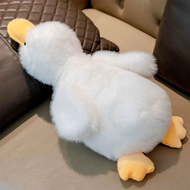 Almohada de pato de felpa | Muñeca de ganso de peluche de algodón suave | Cojín decorativo | Juguete relajante de pato amarillo y blanco | Abrazable 19.7 pulgadas | Regalo para adultos y