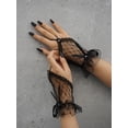 thumbnail image 6 of CoCozhu Women's Floral Lace Bow Front Short Wrist Cuff Wedding Wrist Length Bridal Prom Gloves, 6 of 7