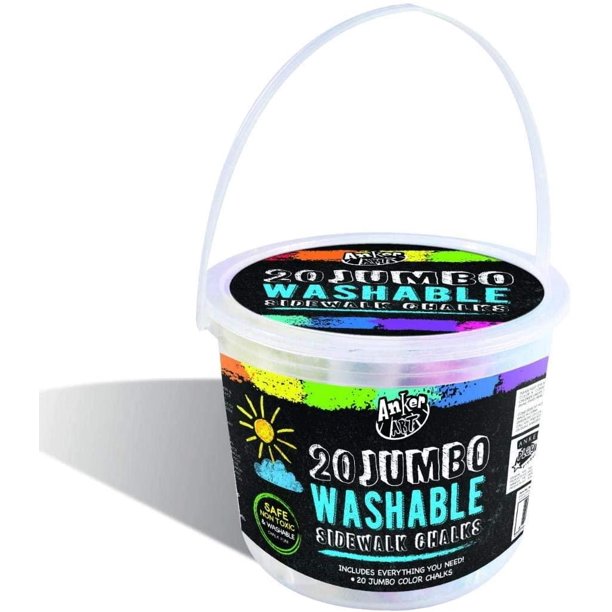 Jumbo Washable Sidewalk Chalk 20 Piece Bucket Set