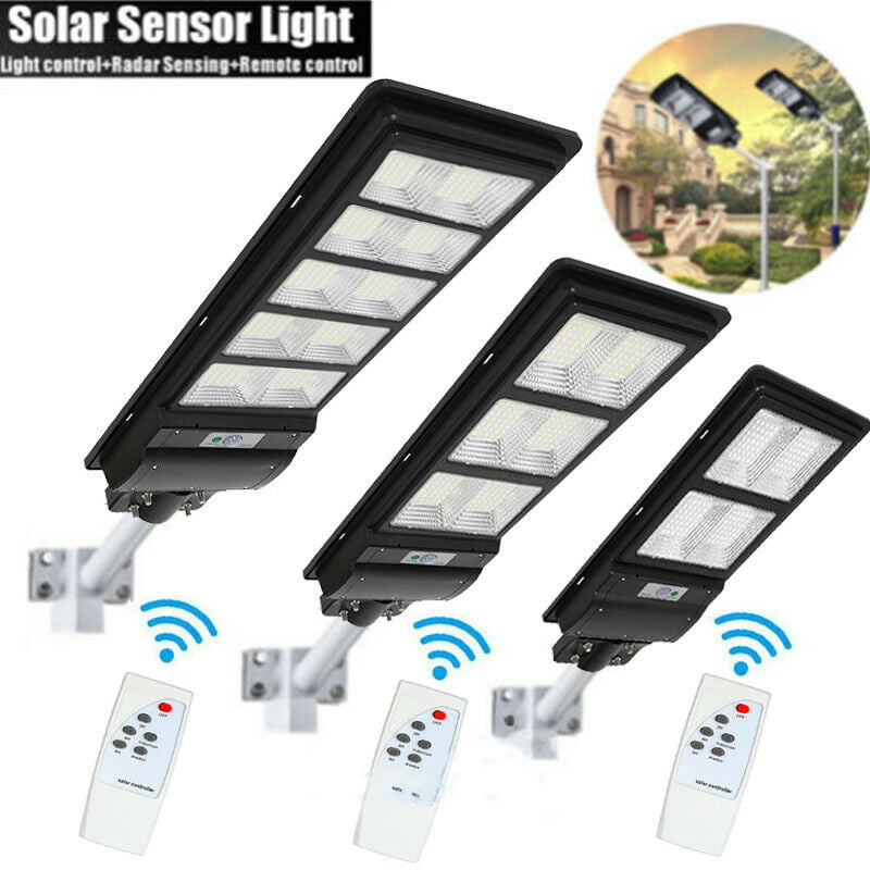 60W Commercial Solar LED Street Light IP67 Dusk to Dawn PIR Sensor Lamp Outdoor 