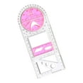 thumbnail image 1 of DOLITY Geometric Drawing Template Measuring Tool Multifunctional Geometric Ruler pink and clear, 1 of 9
