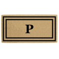 thumbnail image 1 of Nedia Home O2172P 24 x 57 Po Mince Double Cadre Photo Résistant Tapis de Porte en Fibre de Coco & 44; Monogramme P - Noir, 1 of 1