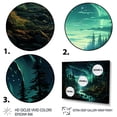 thumbnail image 3 of Designart "Dreams of Northern Lights Forest Wonder I" Landscapes Framed Wall Art - Country Green Forest River Mountains Hallway Framed Wall Art Decor, 3 of 6