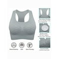 thumbnail image 4 of Women's Ruched Sport Bras Hex Textured Padded Middle Impact Support Workout Yoga Tank Tops Shapewear Activewear, 4 of 7