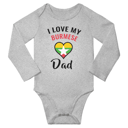 

I Love My Burmese Dad Baby Long Slevve Bodysuit (Gray 12-18 Months)
