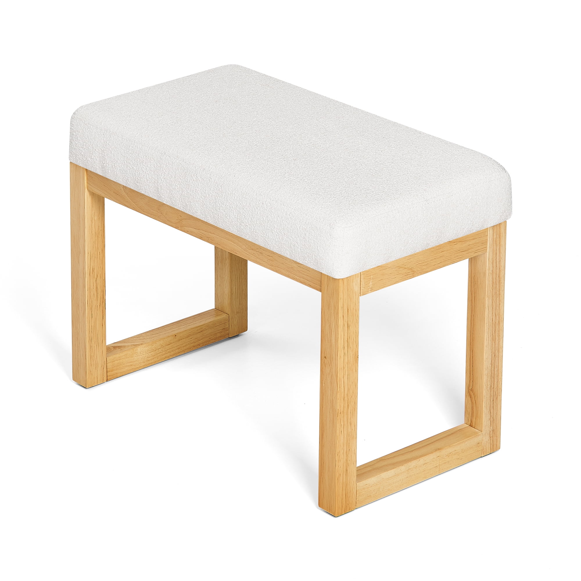 Bench, Entryway Bench, Shoe Storage Stool with Solid Wood Frame, Soft Loop Yarn Cushion and Modern Design, for Hallway Mudroom, Beige