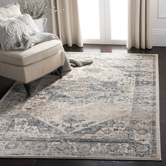 SAFAVIEH Oregon Augustine Floral Bordered Area Rug, Ivory/Blue, 5'1" x 7'6"