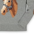 thumbnail image 3 of Hope & Henry Girls' Long Sleeve Intarsia Horse Sweater with Elbow Patches, 3 of 4