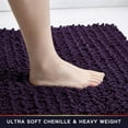thumbnail image 5 of Walensee Non-Slip Bathroom Contour Rugs Chenille Soft Striped Plush Bath Mat, 20" x 24", Dark Purple, 5 of 8