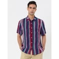 thumbnail image 3 of INSPIRE CHIC Chemise à Rayures Verticales pour Homme à Manches Courtes, Boutonnée, Col Pointu, 3 of 6