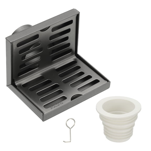 Uxcell 304 Stainless Steel L-Shaped Wall Drain, Right Angle Floor Balcony Drain Side Outlet Floor Drain for Outdoor Balcony, Patio, Wall Mount Corner Drain(3.94", Gunmetal Grey)