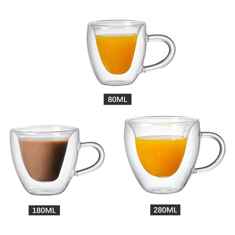 HOMEYES Glass Cup Crystal Coffee Mug Kinds of Drinking Jars for Water, Tea,  Latte (350 ml)