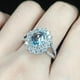thumbnail image 3 of Anillo de diamante cuadrado con topacio azul pavo real chapado en plata 925, anillo de compromiso con piedras preciosas de promesa eterna, piedra preciosa de aguamarina para mujer, talla O, 3 of 4