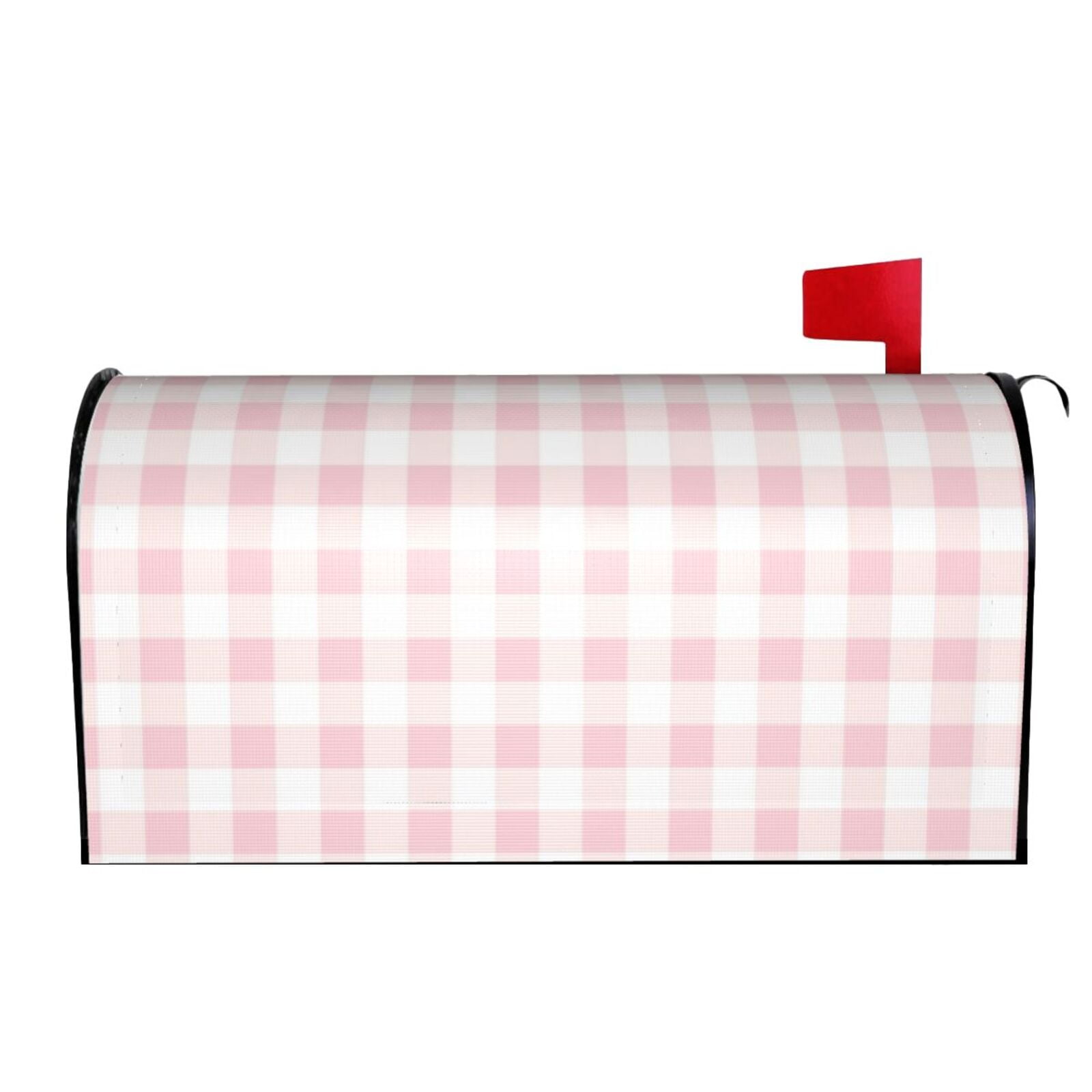Picia Pink Checkboard Magnetic Mailbox Cover Standard Size-25.5x21 in