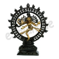 eSplanade - Natraj Natraaj Natraja Shiva Shiv - Lord of Dance | Decorative Pooja Idols - Home Decor | Brass 9" Inches - Gold-Black