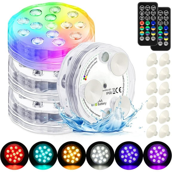 4Pcs Pool light - Submersible LED lamp with remote control function and waterproof feature. and 16 adjustable colors.Suitable for underground swimming pool fountains, ponds, and aquariums.
