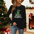 thumbnail image 3 of Merry Christmas Sweatshirts For Women Holiday Long Sleeve Shirts Letter Print Crewneck Pullover Oversized Tops, 3 of 7