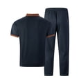 thumbnail image 4 of gbyLJF Mens Summer 2 Piece Outfits Short Sets Solid Color 1/4 Zip Shirts and Loose Fit Pant Casual Spring Clothes, 4 of 9