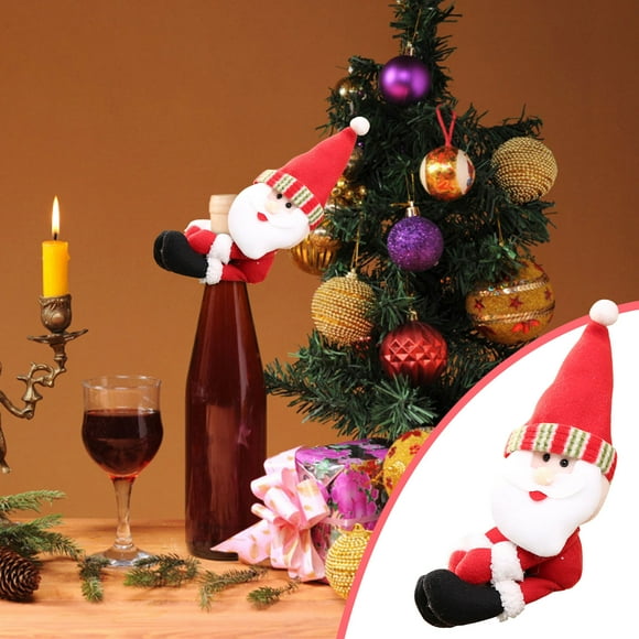 Pisexur Christmas Decorations Xmas Tree Decor Christmas Home Decorations Santa Snowman Bottle Sleeves Small Wine Bottle Holders Wine Bottle Decorations Christmas Tree Ornaments Gifts