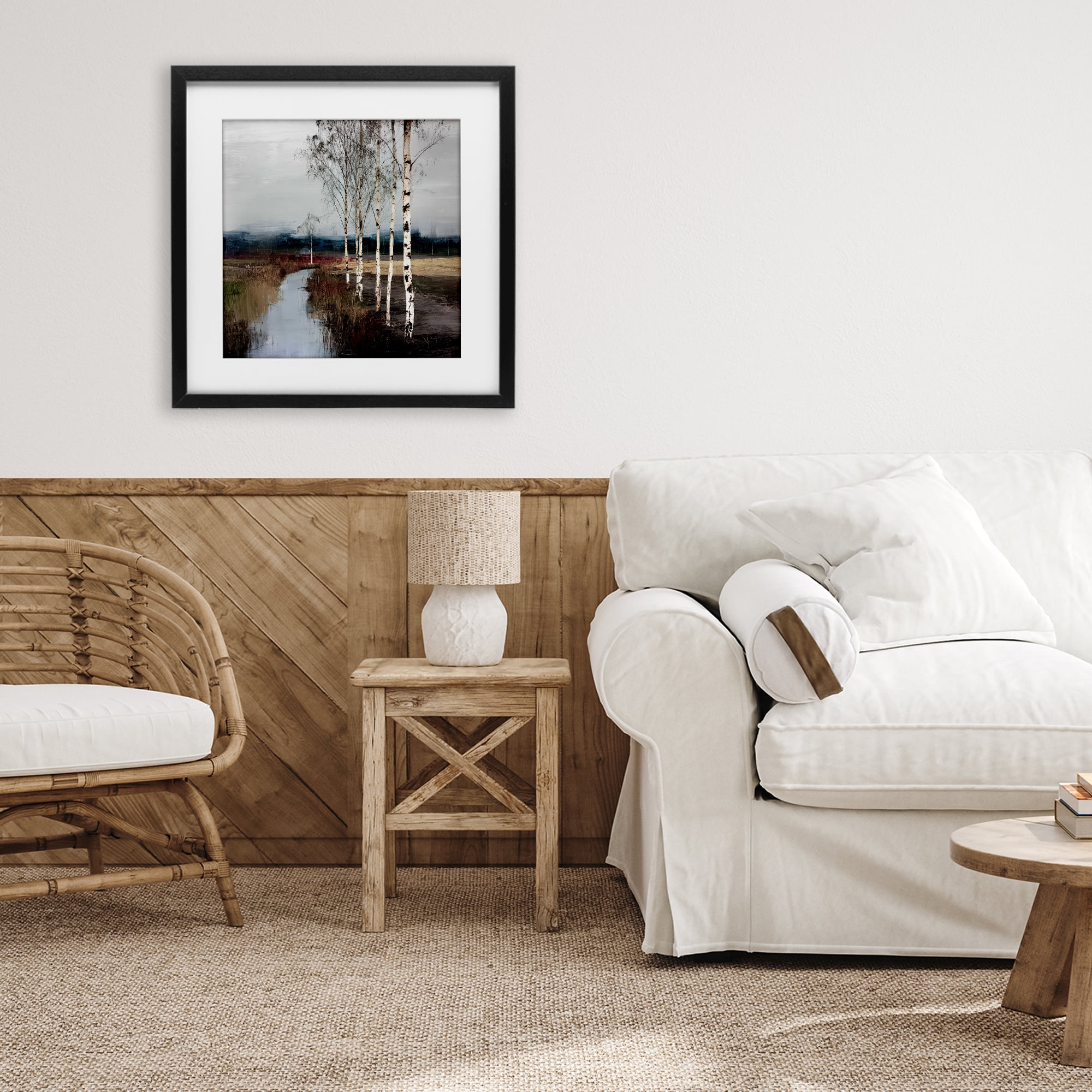 Stupell Industries Birch Creek River Black Framed Print Under Glass, design by Kim Curinga