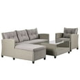 thumbnail image 5 of Outdoor 4-piece Rattan Sofa Set, Backrest Sofa, Sofa Set with Cushions, Assembly Needed, Beige Brown, 5 of 7