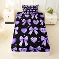 thumbnail image 3 of Erosebridal Purple Princess Bowknot Twin Sheet Sets 3pcs for Kids Girls,Cute Love Heart Bedding for Teens,Lightweight Room Decor, 3 of 5