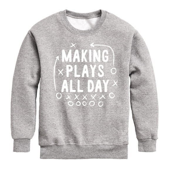 Instant Message - Making Plays All Day - Toddler & Youth Crewneck Fleece Sweatshirt