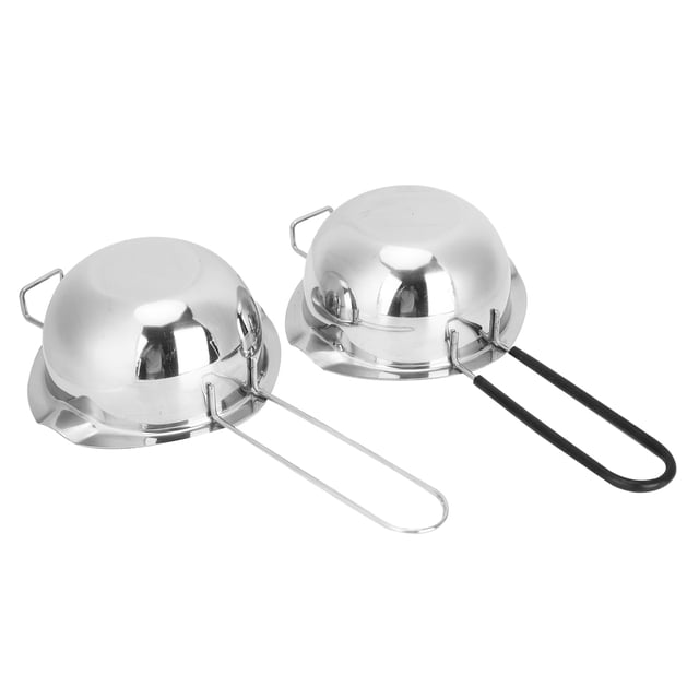 2PCS Durable Melting Pot, Flat Bottom Melting Pan, For Butter Chocolate Cheese Kitchen Supplies Home Cookware Tool Silver + Black