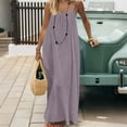 thumbnail image 5 of Bmawag Dresses for Women Fashion Plus Size Crew Neck Solid Color Sleeveless Summer Beach Maxi Dress, 5 of 9