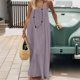 thumbnail image 2 of TaTaai Women's Backless Halter Maxi Dress Loose Fit Sleeveless Ankle Length Solid for Lounge Home Wear Casual Summer Daily Soft Gift, 2 of 8