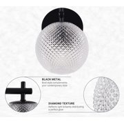 Kenroy Home Prismatic 9.25'' Dimmable 1-Light Wall Sconce with Clear Glass Round Globe Shade Modern Wall Light Fixture for Living Room, Bedroom, Stairway, or Hallway, Black