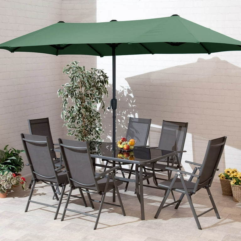 【Adul】PATIO Autlaycil 15ft Double-Sided Patio Umbrella for Big Yard