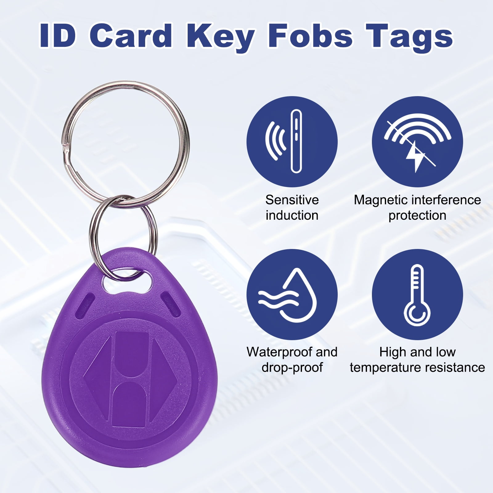 Uxcell 125kHz T5577 RFID Key Fob Tag, (Purple) (30pcs), Writable Rewritable Smart Key Fobs Tags Blank Clone IC Card Key Classic 1K, Suit for - Entry Access Control Systems