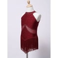 thumbnail image 2 of MSemis Kids Girls Lyrical Dance Costume Modern Sleeveless Contemporary Dance Dress Burgundy 12, 2 of 6