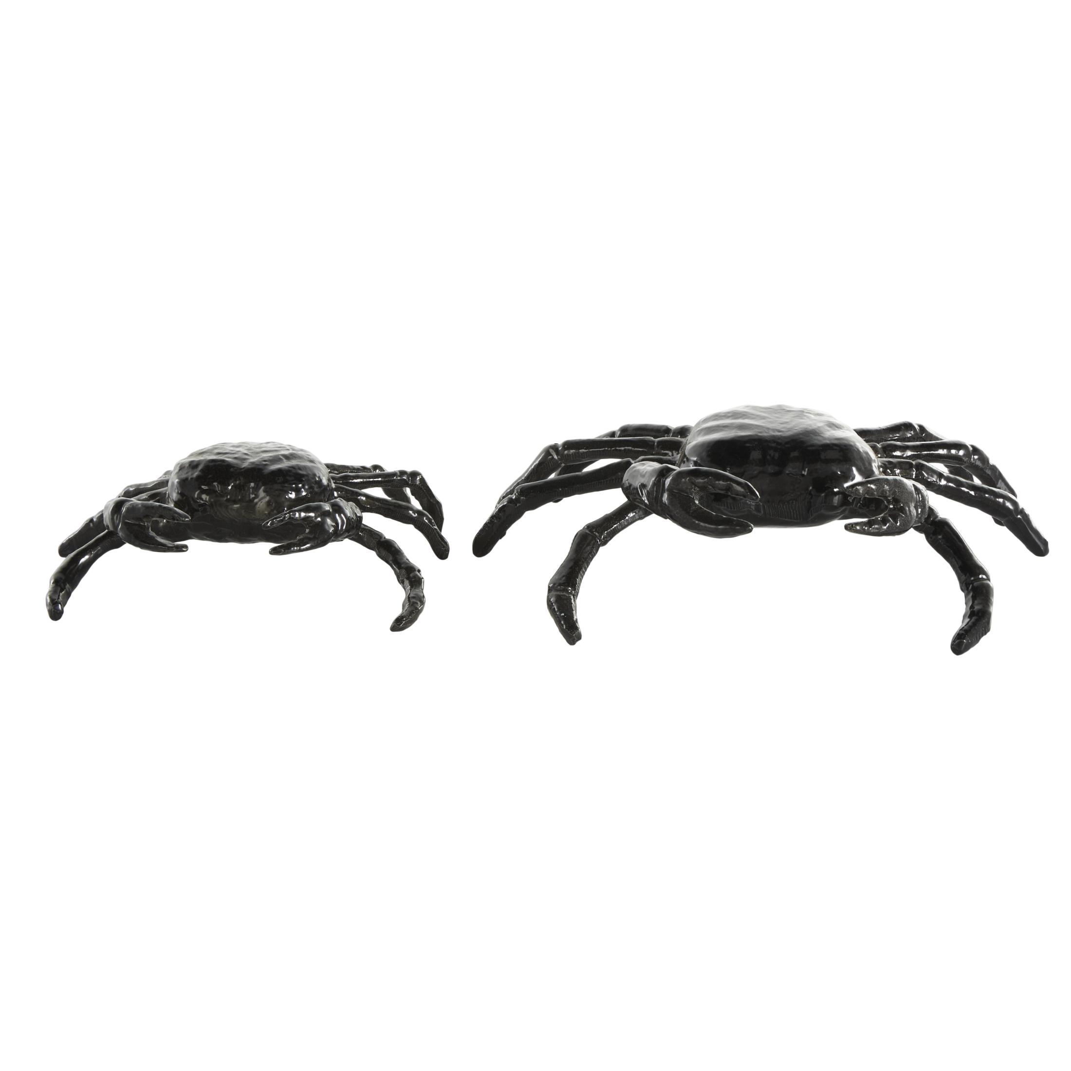 13", 9"W Black Aluminum Metal Crab Sculpture, by DecMode (2 Count)