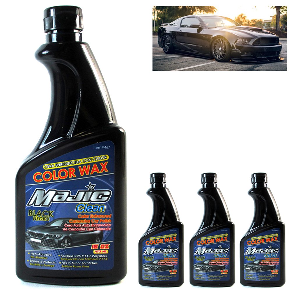 4 Pack Black Wax Color Car Paint Polish 16 oz Auto Care Scratch Repair