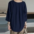 thumbnail image 7 of Exrradully Fashion Women's Summer Round-Neck Solid 3/4 Sleeve Casual Top Blouse Cotton T-shirt, 7 of 7