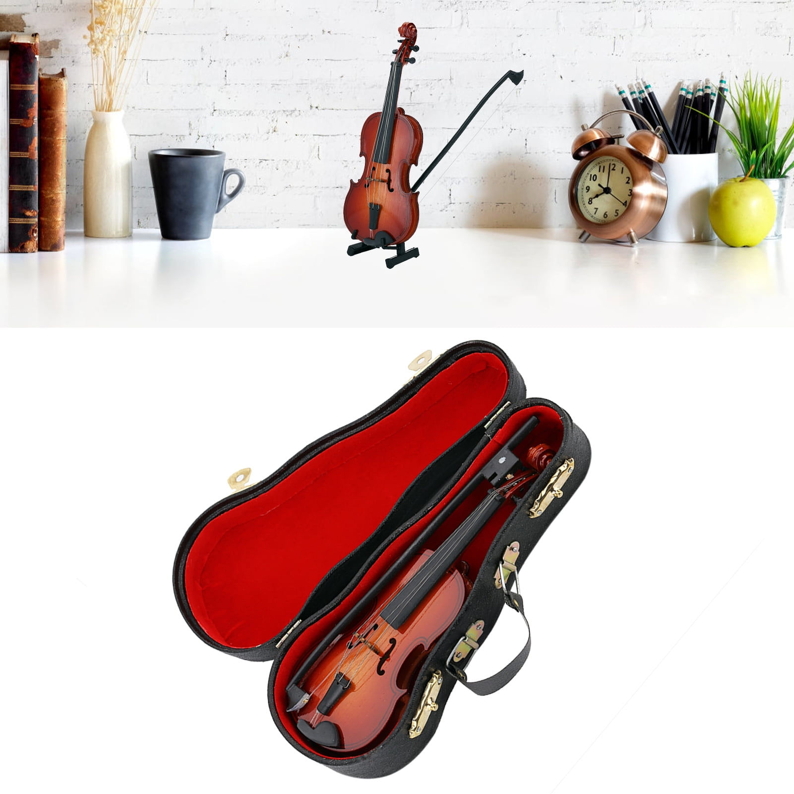 ESTINK Wooden Miniature Violin, Violin Model Display Handheld Violin