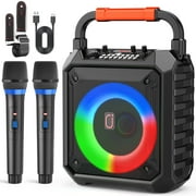 FanFun Bluetooth Speaker with Microphones, Portable Speaker With AUX Input, 20W Stereo Sound Party Speaker with Lights, Outdoor Powerful Speakers, 12H Playing Time, T17-T