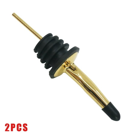 

2pcs Wine Pourer Reusable Pourer Dustproof Stainless Steel Pouring Tool for Home Gold Black Stooper Black Cap