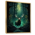 thumbnail image 2 of Designart "Teal Green Moose captivate Forest II" Animals Floater Framed Wall Art Print, 2 of 7