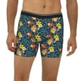 thumbnail image 2 of Xecao Blue Floral Print Boxer Briefs for Men's Stretch Moisture-Wicking Underwear, Mid-Rise Classics breathable fabric, 2 of 7