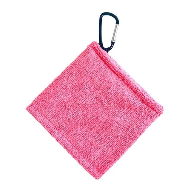 Toalla de pelota de golf con clip, accesorios de golf de tamaño pequeño, limpiador portátil de pelotas de golf Rosa
