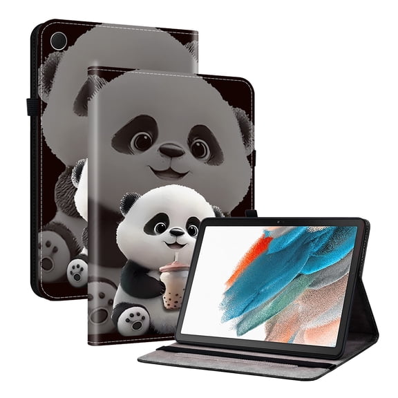 ELEHOLD Case For Samsung Galaxy Tab A8 (2022) 10.5-inch, Stylish Pattern Shockproof PU Leather Kickstand Magnetic Slim Shockproof Case With Card Slots,Panda