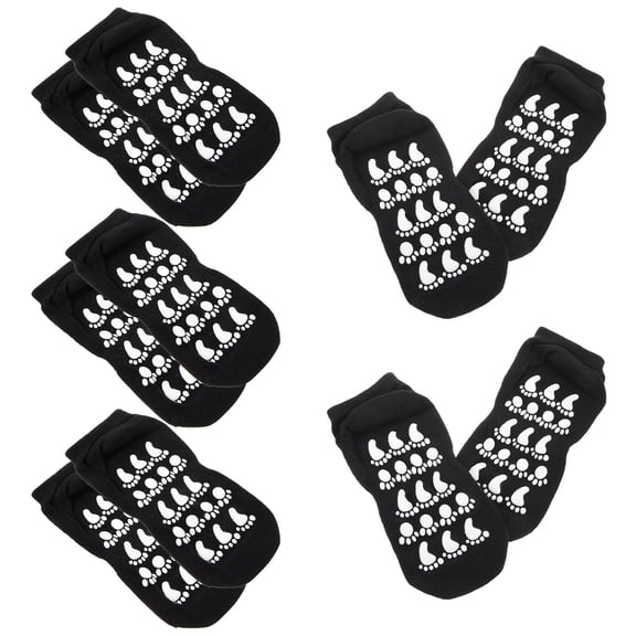 LOLIPPYY 5 Pairs Kid Gripper Socks Black Combed Cotton Warmth Protection For Indoor Play